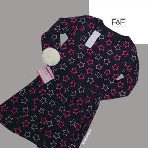 NWT F&F Kids Black/Pink Star Graphic Long Dress